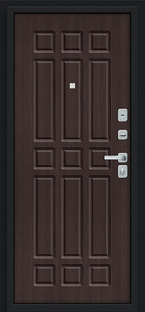 Входная дверь Мило МФ/BChrome Букле черное/Wenge Melinga BR6203 внутренняя сторона